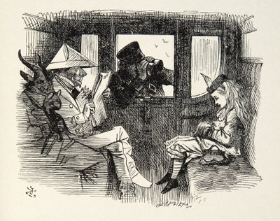 Alice in the Train Carriage, Illustration from Through the Looking Glass by Lewis Carroll by John Tenniel